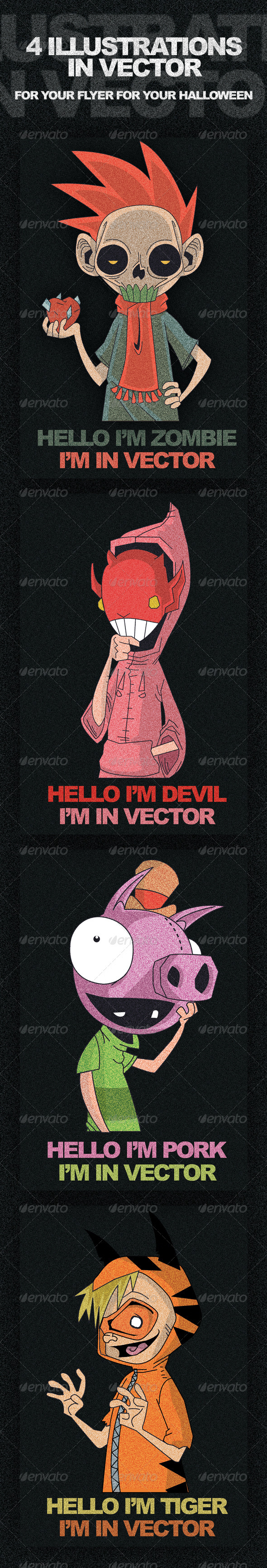 4 illustrations in vector for your halloween 4 illustrations in vector for your halloween