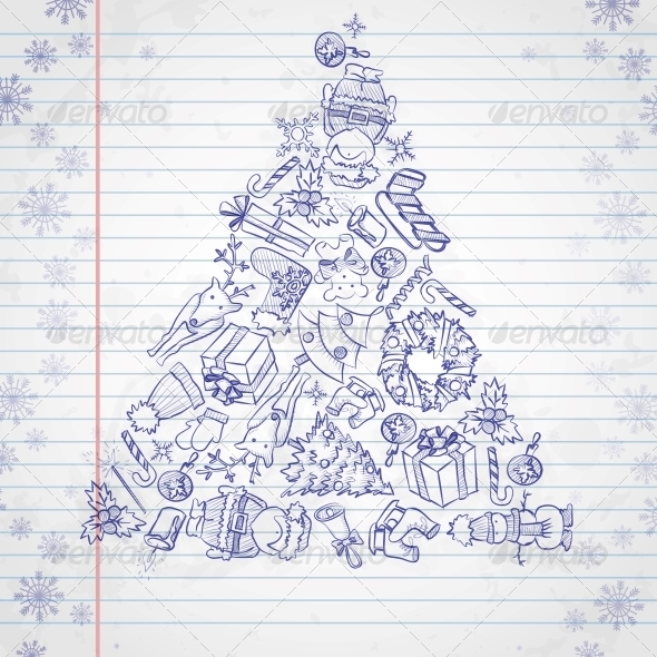 Hand Drawn Christmas Set Hand Drawn Christmas Set