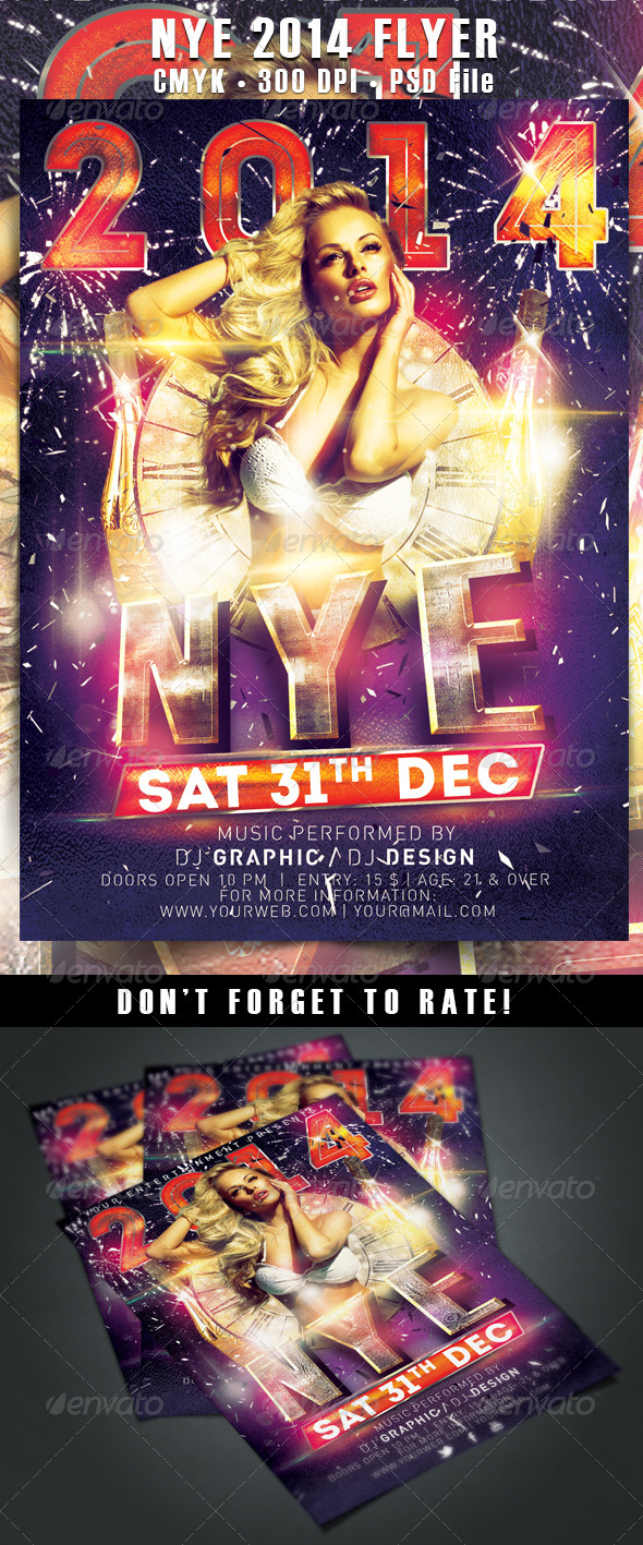 NYE/New Year's Eve 2014 Flyer template - Clubs & Parties Events