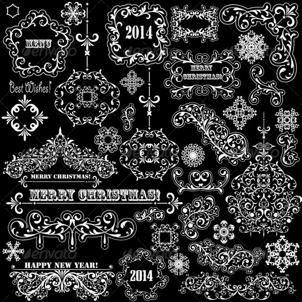 Vector Vintage Holiday Design Elements Vector Vintage Holiday Design Elements