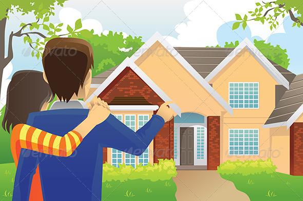 Couple Looking at a House Couple Looking at a House