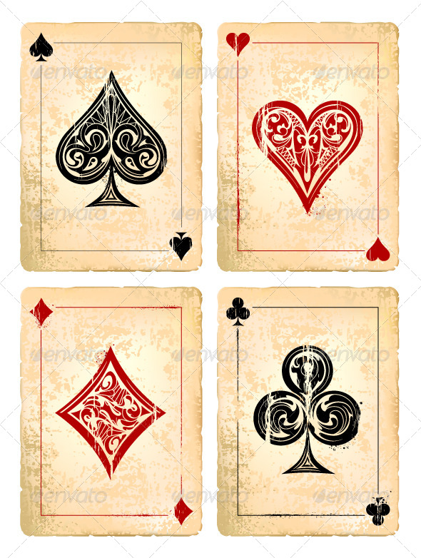 Grunge Poker Cards Vector Set