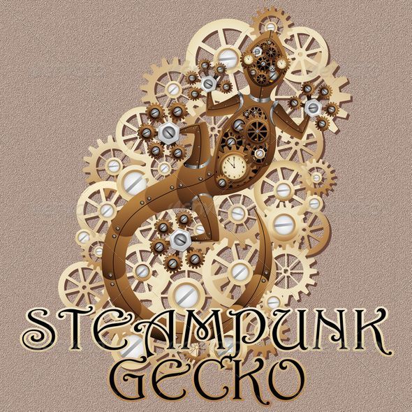 Steampunk Gecko Lizard Vintage Style Steampunk Gecko Lizard Vintage Style