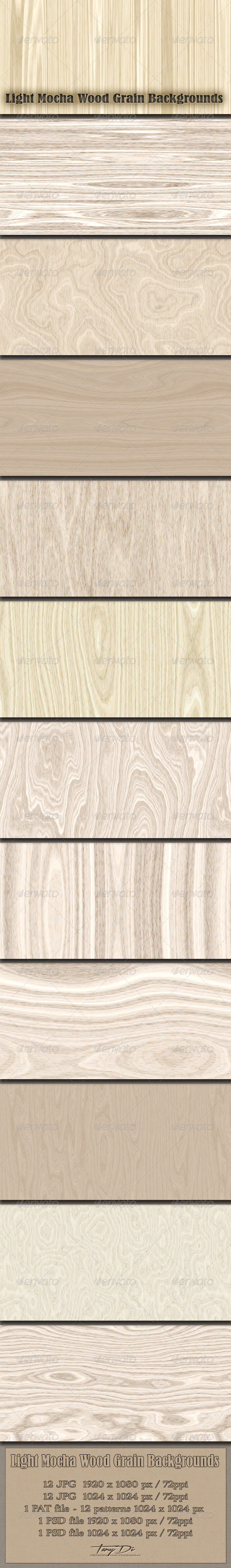 Light Mocha Wood Grain Patterns - Miscellaneous Textures / Fills / Patterns