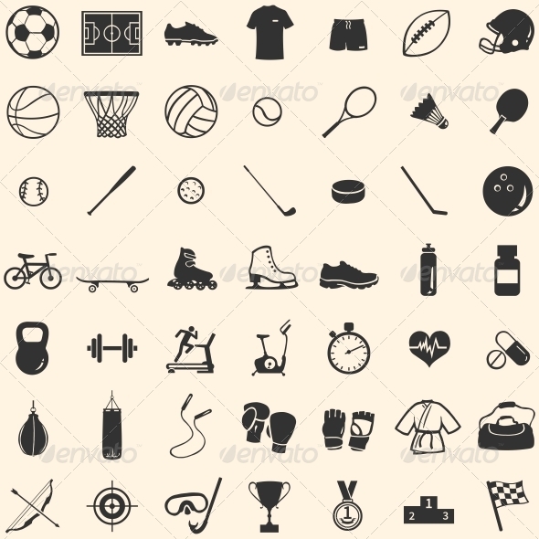 Vector Set of 49 Icons for Sports Store Vector Set of 49 Icons for Sports Store