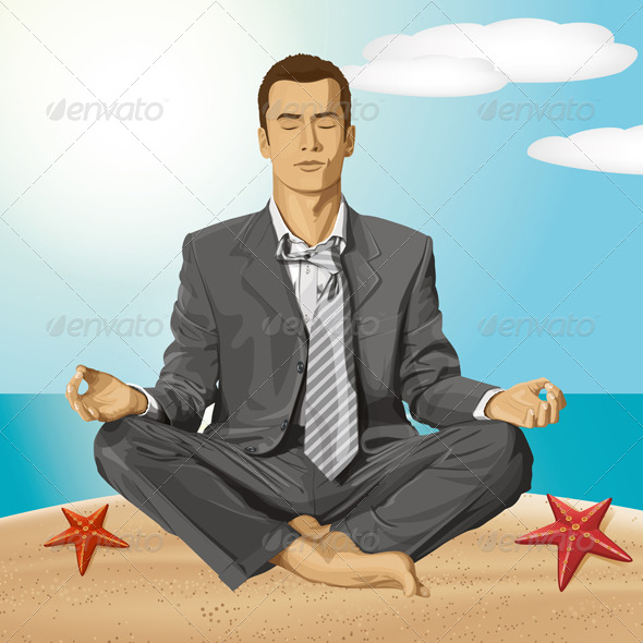 Vector Businessman in Lotus Pose Meditating Vector Businessman in Lotus Pose Meditating