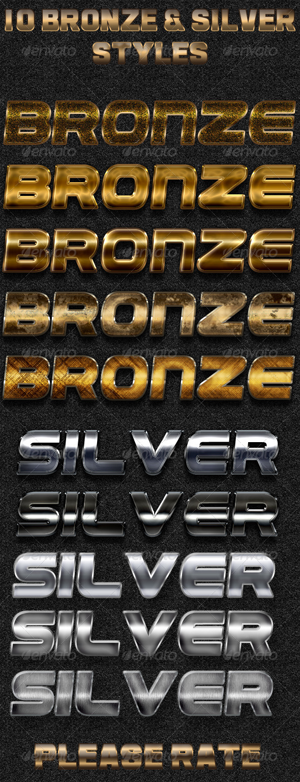 10 Bronze - Silver Styles - Photoshop Add-ons