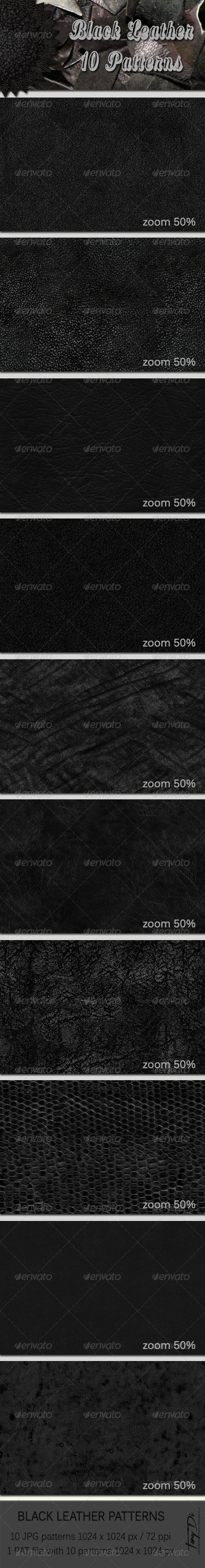 10 Black Leather Patterns - Miscellaneous Textures / Fills / Patterns