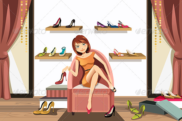 Woman Shopping for Shoes Woman Shopping for Shoes