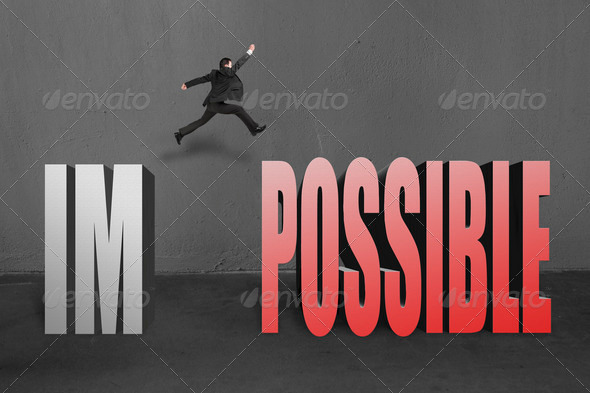 Businessman jumping to possible from \