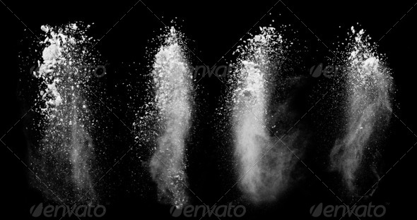White dust collection on black background