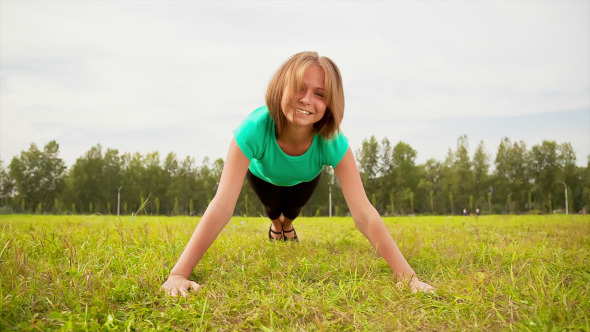 Young Woman Pushed Apart From Earth Young Woman Pushed Apart From Earth