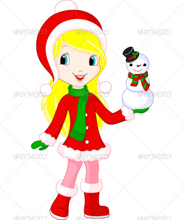 Girl and Snowman Girl and Snowman