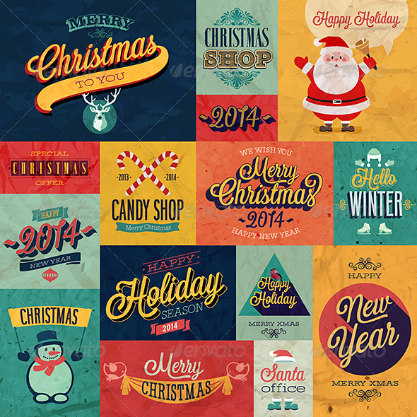 Christmas Set Emblems and Decorative Elements Christmas Set Emblems and Decorative Elements