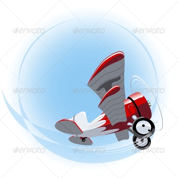 Vector Cartoon Biplane