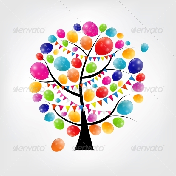 Color Glossy Balloons Tree Background Color Glossy Balloons Tree Background