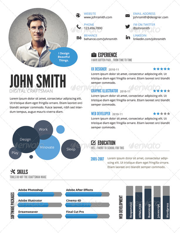 InfoGraphic Style Resume Template by GraphicMonkee 