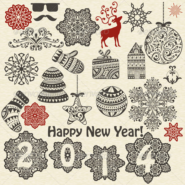 Vector Christmas and New Year Design Elements Vector Christmas and New Year Design Elements