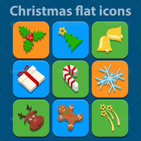 Flat Icons Set Christmas and New Year Flat Icons Set Christmas and New Year