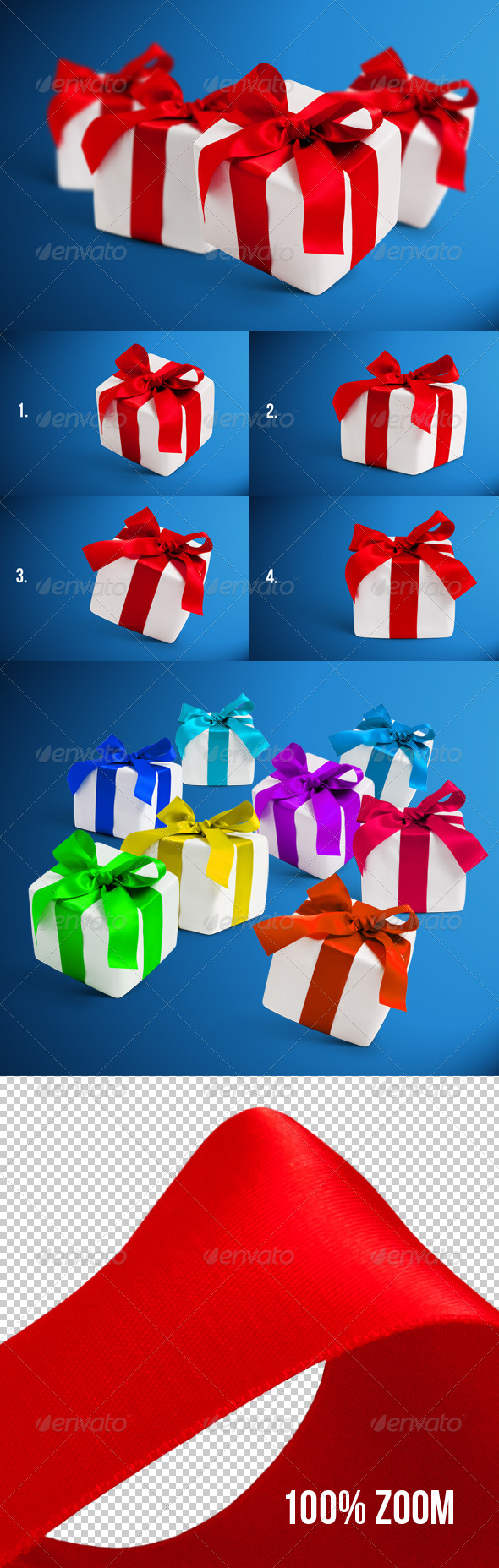4 Gift Boxes with Shadows Photorealistic 4 Gift Boxes with Shadows Photorealistic