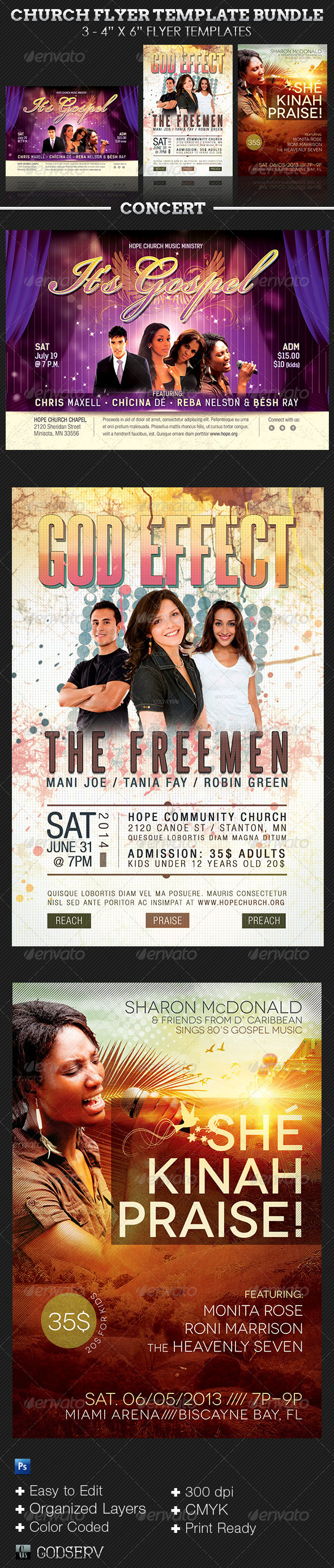 Church Flyer Template Bundle: Concert - Church Flyers