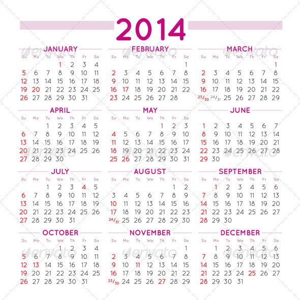 2014 Squared calendar