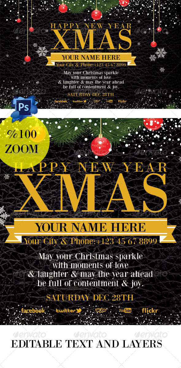 Christmas Invation Card black