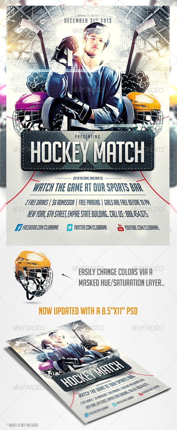 Hockey Match Flyer Template - Sports Events