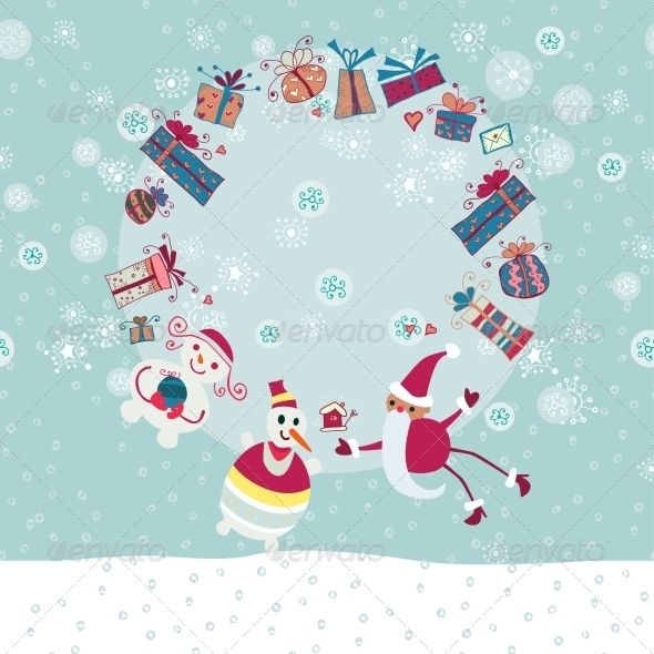 Christmas Circle from Gift Boxes and Santa Christmas Circle from Gift Boxes and Santa