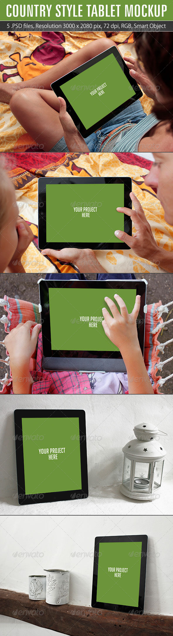 Country Style Tablet Mockup - Product Mock-Ups Graphics