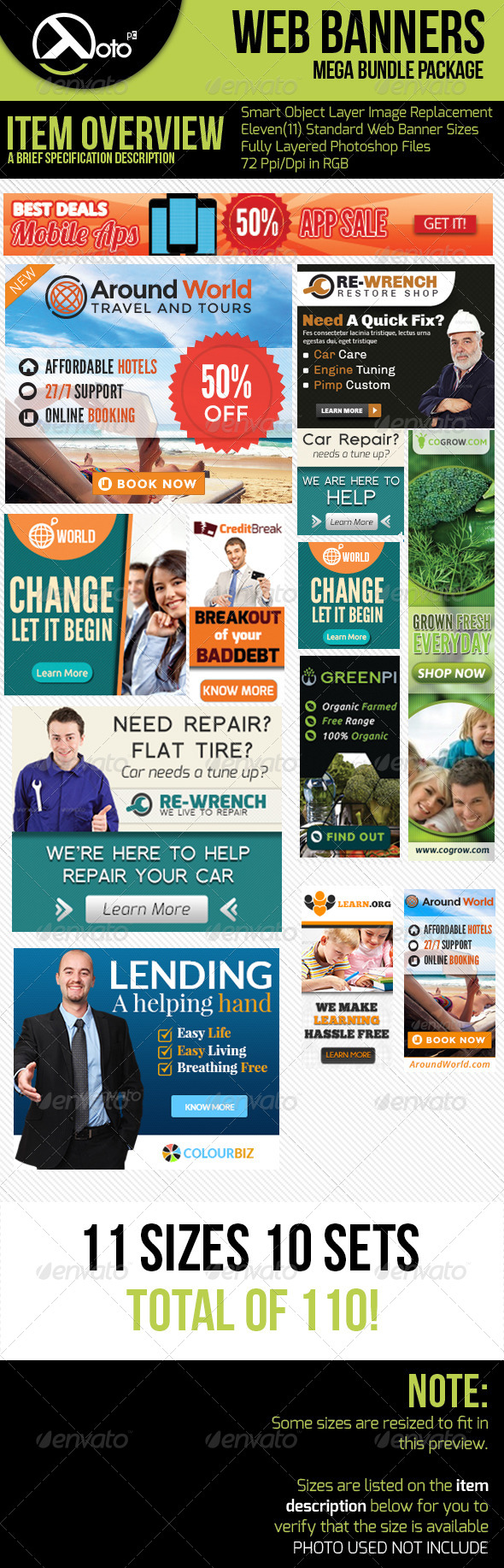 10 Set Mega Bundle Mix Web Banners - Banners & Ads Web Elements