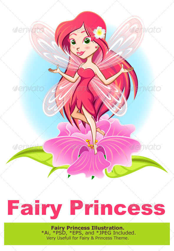 Fairy Princess Flying Above a Flower