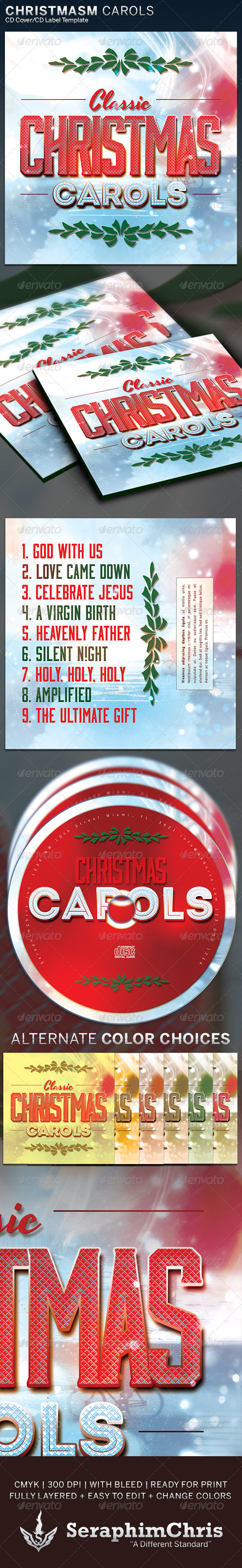 Christmas Carols CD Cover Artwork Template Christmas Carols CD Cover Artwork Template