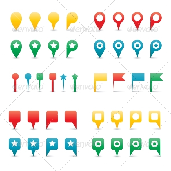 Colorful Map Pins Colorful Map Pins