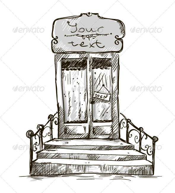 Entrance Door Shop Window Drawing Entrance Door Shop Window Drawing
