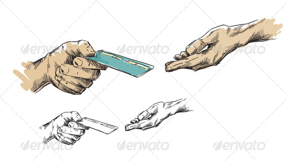 Hands Passing Ccredit Card Hands Passing Ccredit Card