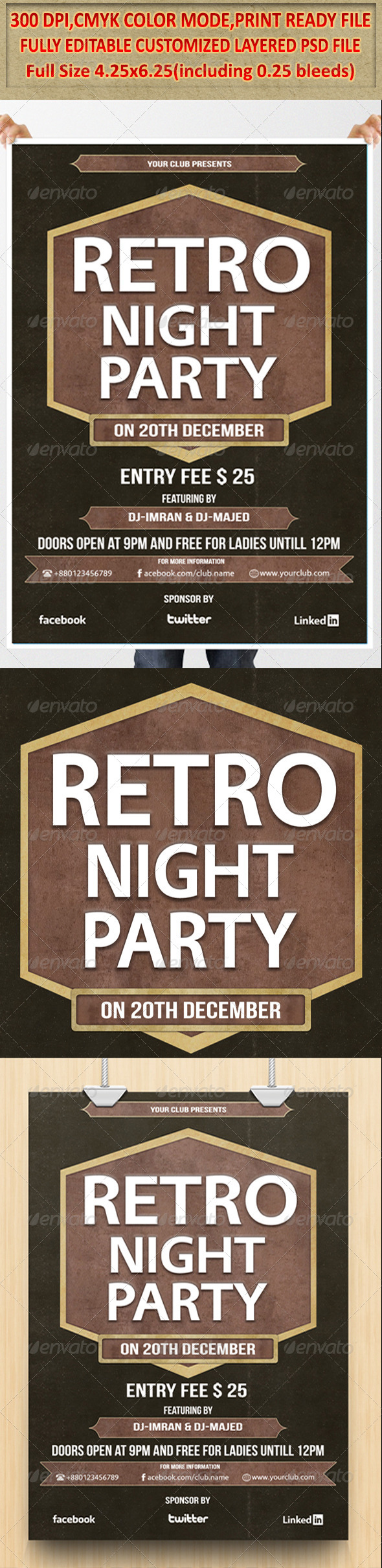 Retro Night Party Flyer