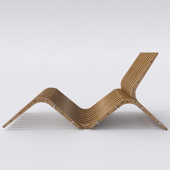 Wooden Chaise Lounge BOOMERANG - 3DOcean Item for Sale