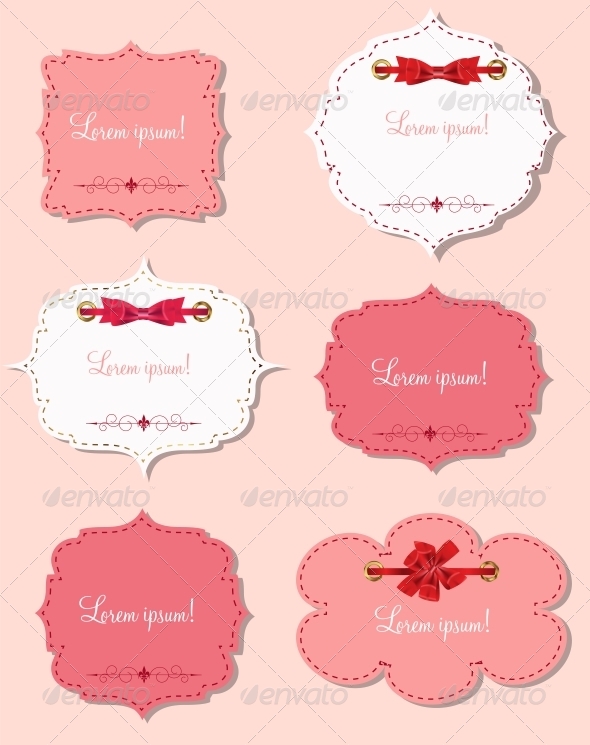 Set of Different Gift Cards with Ribbons