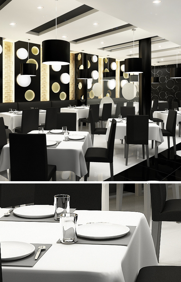 Realistic Modern Restaurant - 3DOcean Item for Sale