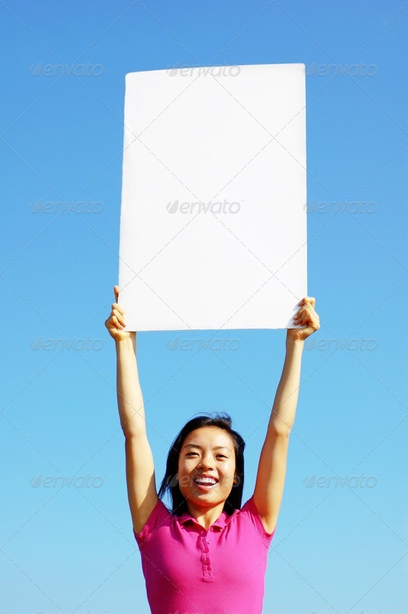 Girl Holding Blank Sign
