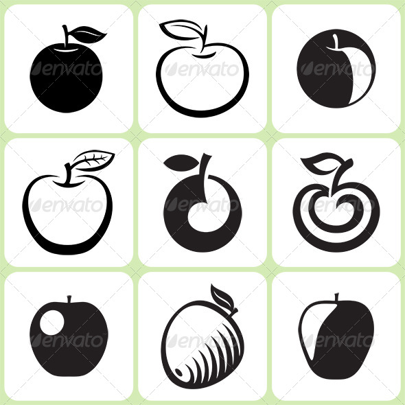 Apple Fruit Icons Set