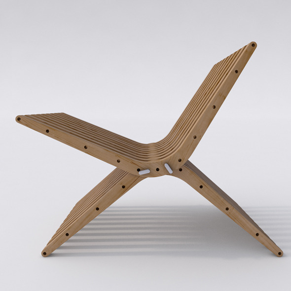 Wooden Lounge Chair BOOMERANG - 3DOcean Item for Sale