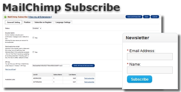 MailChimp Subscribe Integration for OpenCart MailChimp Subscribe Integration for OpenCart