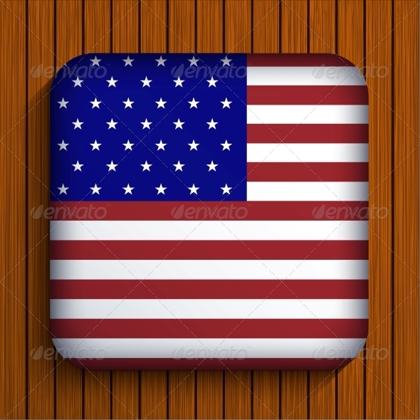 Vector Flag Icon on Wooden Background