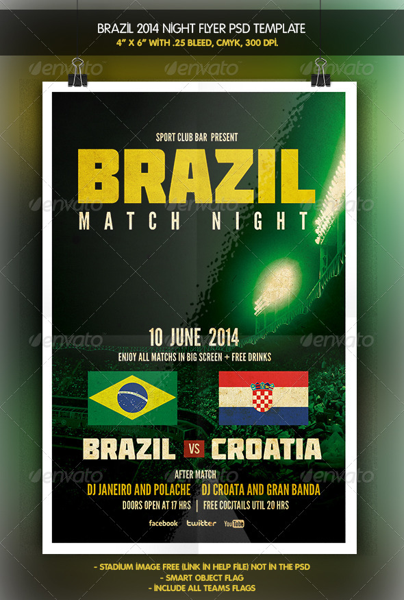 Brazil 14 Night Match Flyer Brazil 14 Night Match Flyer