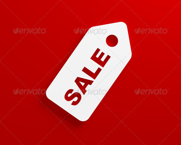 sale tag on christmas red background