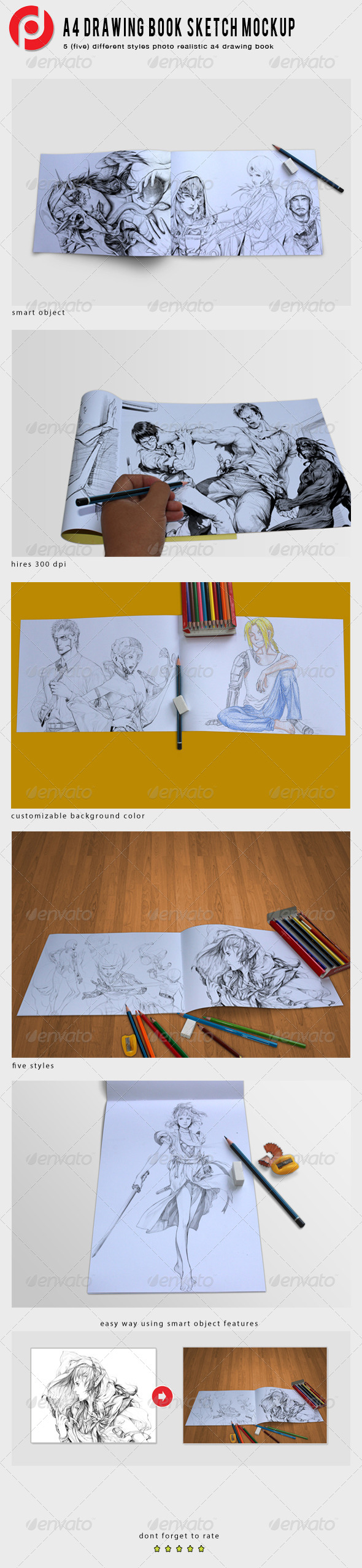 A4 Drawing Book Mockup A4 Drawing Book Mockup