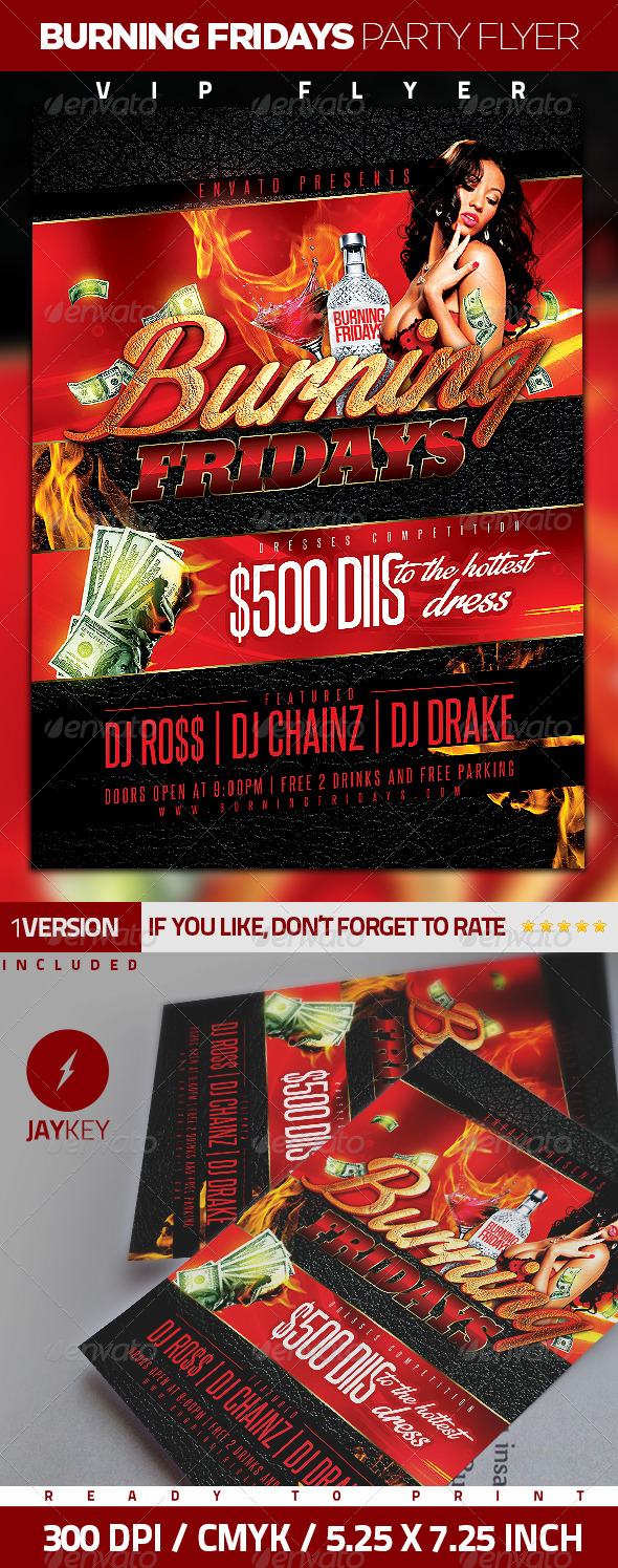 Burning Fridays Party Flyer Burning Fridays Party Flyer