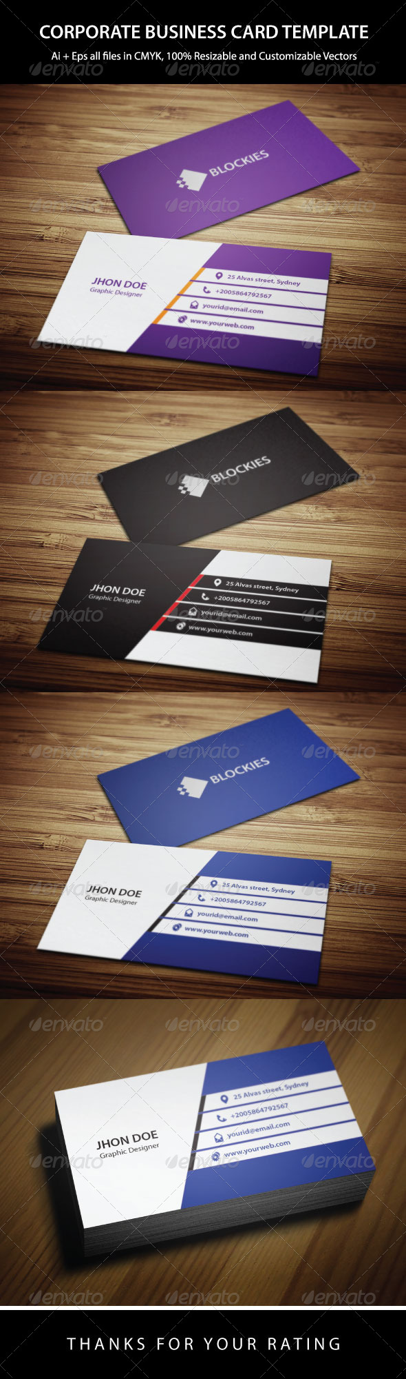 3 Colors Corporate Business Card 3 Colors Corporate Business Card
